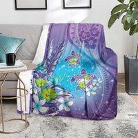 Hawaii Honu Blanket Tropical Flowers Purple Gradient LT05 - Polynesian Pride