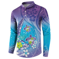 Hawaii Honu Button Sweatshirt Tropical Flowers Purple Gradient LT05 - Polynesian Pride