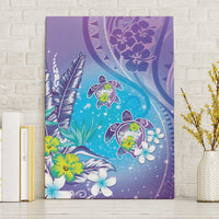 Hawaii Honu Canvas Wall Art Tropical Flowers Purple Gradient LT05 Without Frame Purple - Polynesian Pride