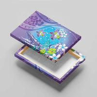 Hawaii Honu Canvas Wall Art Tropical Flowers Purple Gradient LT05 - Polynesian Pride