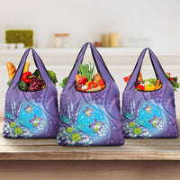 Hawaii Honu Grocery Bag Tropical Flowers Purple Gradient LT05 3-pack One Size Purple - Polynesian Pride