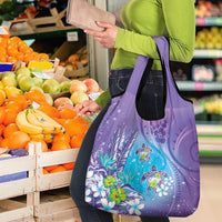 Hawaii Honu Grocery Bag Tropical Flowers Purple Gradient LT05 - Polynesian Pride