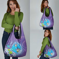 Hawaii Honu Grocery Bag Tropical Flowers Purple Gradient LT05 - Polynesian Pride