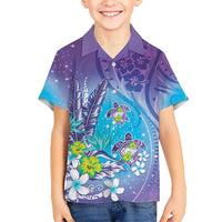 Hawaii Honu Hawaiian Shirt Tropical Flowers Purple Gradient LT05 - Polynesian Pride