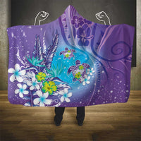 Hawaii Honu Hooded Blanket Tropical Flowers Purple Gradient LT05 - Polynesian Pride