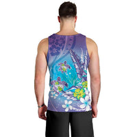 Hawaii Honu Men Tank Top - Tropical Flowers Purple Gradient LT05 - Polynesian Pride