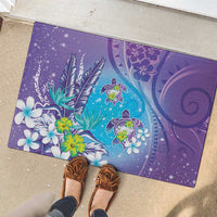 Hawaii Honu Rubber Doormat Tropical Flowers Purple Gradient LT05 - Polynesian Pride