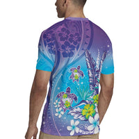 Hawaii Honu Rugby Jersey Tropical Flowers Purple Gradient LT05 - Polynesian Pride