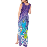 Hawaii Honu Tank Maxi Dress Tropical Flowers Purple Gradient LT05 - Polynesian Pride