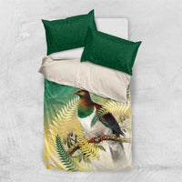 New Zealand Pigeon Kereru Bedding Set Maori Fern Art Green Gradient LT05 US Twin 172cm x 218cm Green - Polynesian Pride