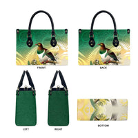 New Zealand Pigeon Kereru Leather Bag Maori Fern Art Green Gradient - Polynesian Pride