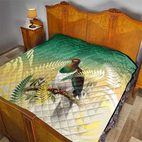 New Zealand Pigeon Kereru Quilt Maori Fern Art Green Gradient - Polynesian Pride