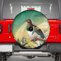 New Zealand Pigeon Kereru Spare Tire Cover Maori Fern Art Green Gradient - Polynesian Pride