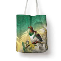 New Zealand Pigeon Kereru Tote Bag Maori Fern Art Green Gradient - Polynesian Pride