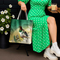 New Zealand Pigeon Kereru Tote Bag Maori Fern Art Green Gradient - Polynesian Pride