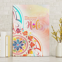 Happy Holi Festival Canvas Wall Art Rangoli With Polynesian Pattern LT05 Without Frame White - Polynesian Pride