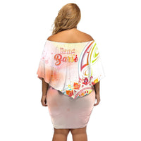 Happy Holi Festival Off Shoulder Short Dress Rangoli With Polynesian Pattern LT05 - Polynesian Pride