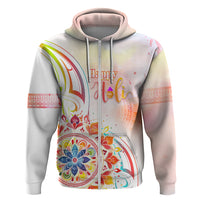 Happy Holi Festival Zip Hoodie Rangoli With Polynesian Pattern LT05 Zip Hoodie White - Polynesian Pride