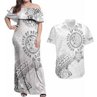 Brain Cancer Warrior Couples Matching Off Shoulder Maxi Dress and Hawaiian Shirt Never Give Up