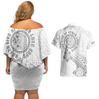 Brain Cancer Warrior Couples Matching Off Shoulder Short Dress and Hawaiian Shirt Never Give Up