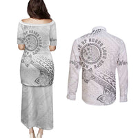 Brain Cancer Warrior Couples Matching Puletasi and Long Sleeve Button Shirt Never Give Up LT05 - Polynesian Pride