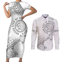 Brain Cancer Warrior Couples Matching Short Sleeve Bodycon Dress and Long Sleeve Button Shirt Never Give Up