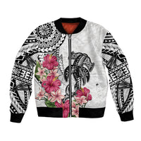 White Polynesian Hammerhead Shark Tribal Pattern Bomber Jacket LT05 Unisex White - Polynesian Pride