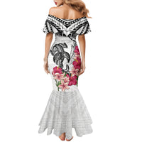 White Polynesian Hammerhead Shark Tribal Pattern Family Matching Mermaid Dress and Hawaiian Shirt LT05 - Polynesian Pride