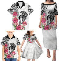 White Polynesian Hammerhead Shark Tribal Pattern Family Matching Puletasi and Hawaiian Shirt LT05 - Polynesian Pride