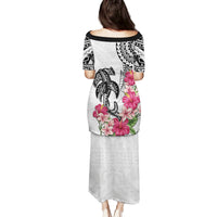 White Polynesian Hammerhead Shark Tribal Pattern Family Matching Puletasi and Hawaiian Shirt LT05 - Polynesian Pride