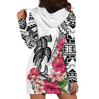 White Polynesian Hammerhead Shark Tribal Pattern Hoodie Dress LT05 - Polynesian Pride