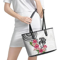 White Polynesian Hammerhead Shark Tribal Pattern Leather Tote Bag LT05 - Polynesian Pride
