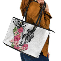 White Polynesian Hammerhead Shark Tribal Pattern Leather Tote Bag LT05 - Polynesian Pride