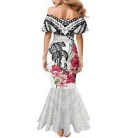 White Polynesian Hammerhead Shark Tribal Pattern Mermaid Dress LT05 - Polynesian Pride