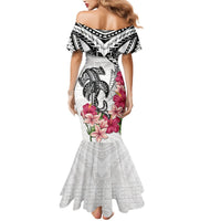 White Polynesian Hammerhead Shark Tribal Pattern Mermaid Dress LT05 - Polynesian Pride
