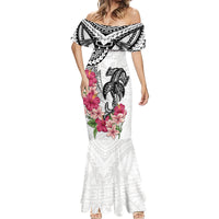 White Polynesian Hammerhead Shark Tribal Pattern Mermaid Dress LT05 - Polynesian Pride