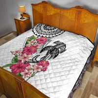 White Polynesian Hammerhead Shark Tribal Pattern Quilt