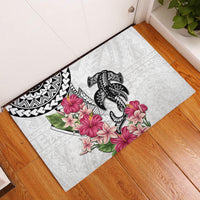 White Polynesian Hammerhead Shark Tribal Pattern Rubber Doormat LT05 White - Polynesian Pride