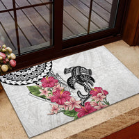 White Polynesian Hammerhead Shark Tribal Pattern Rubber Doormat LT05 - Polynesian Pride