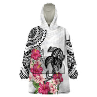 White Polynesian Hammerhead Shark Tribal Pattern Wearable Blanket Hoodie LT05 One Size White - Polynesian Pride