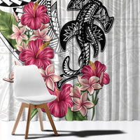 White Polynesian Hammerhead Shark Tribal Pattern Window Curtain LT05 - Polynesian Pride