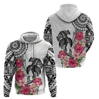 White Polynesian Hammerhead Shark Tribal Pattern Zip Hoodie