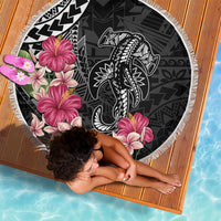 Black Polynesian Hammerhead Shark Tribal Pattern Beach Blanket LT05 - Polynesian Pride