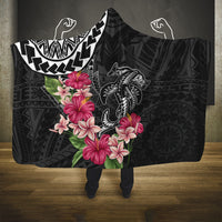 Black Polynesian Hammerhead Shark Tribal Pattern Hooded Blanket LT05 One Size Black - Polynesian Pride