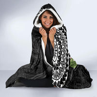 Black Polynesian Hammerhead Shark Tribal Pattern Hooded Blanket LT05 - Polynesian Pride