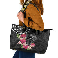 Black Polynesian Hammerhead Shark Tribal Pattern Leather Tote Bag LT05 Black - Polynesian Pride