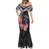 Black Polynesian Hammerhead Shark Tribal Pattern Mermaid Dress LT05 - Polynesian Pride