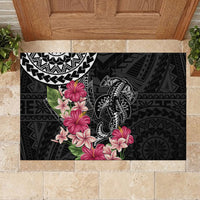 Black Polynesian Hammerhead Shark Tribal Pattern Rubber Doormat LT05 - Polynesian Pride