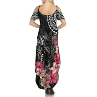 Black Polynesian Hammerhead Shark Tribal Pattern Summer Maxi Dress LT05 - Polynesian Pride