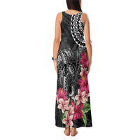 Black Polynesian Hammerhead Shark Tribal Pattern Tank Maxi Dress LT05 - Polynesian Pride